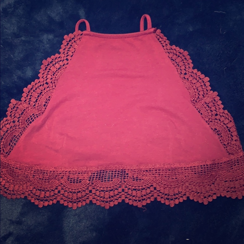 Lacy crop top with open back